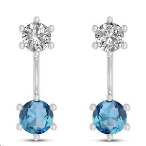 Kay jewelers, blue topaz and diamond earrings